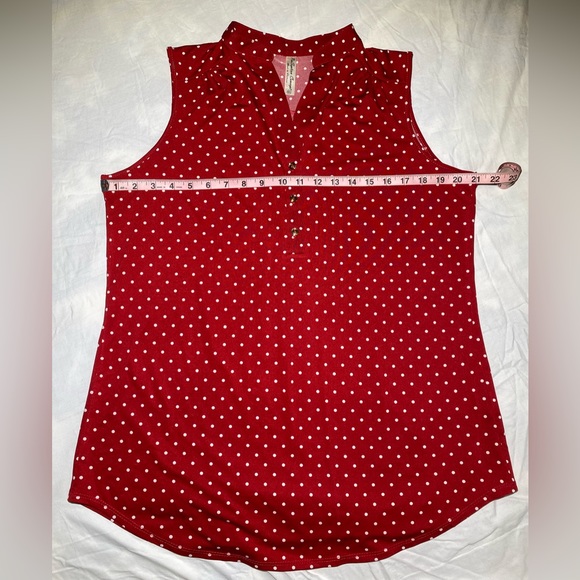 Womens PerSeption Concept Sleeveless Top- Size XL- Red w/Polka Dots- EUC - Picture 8 of 8